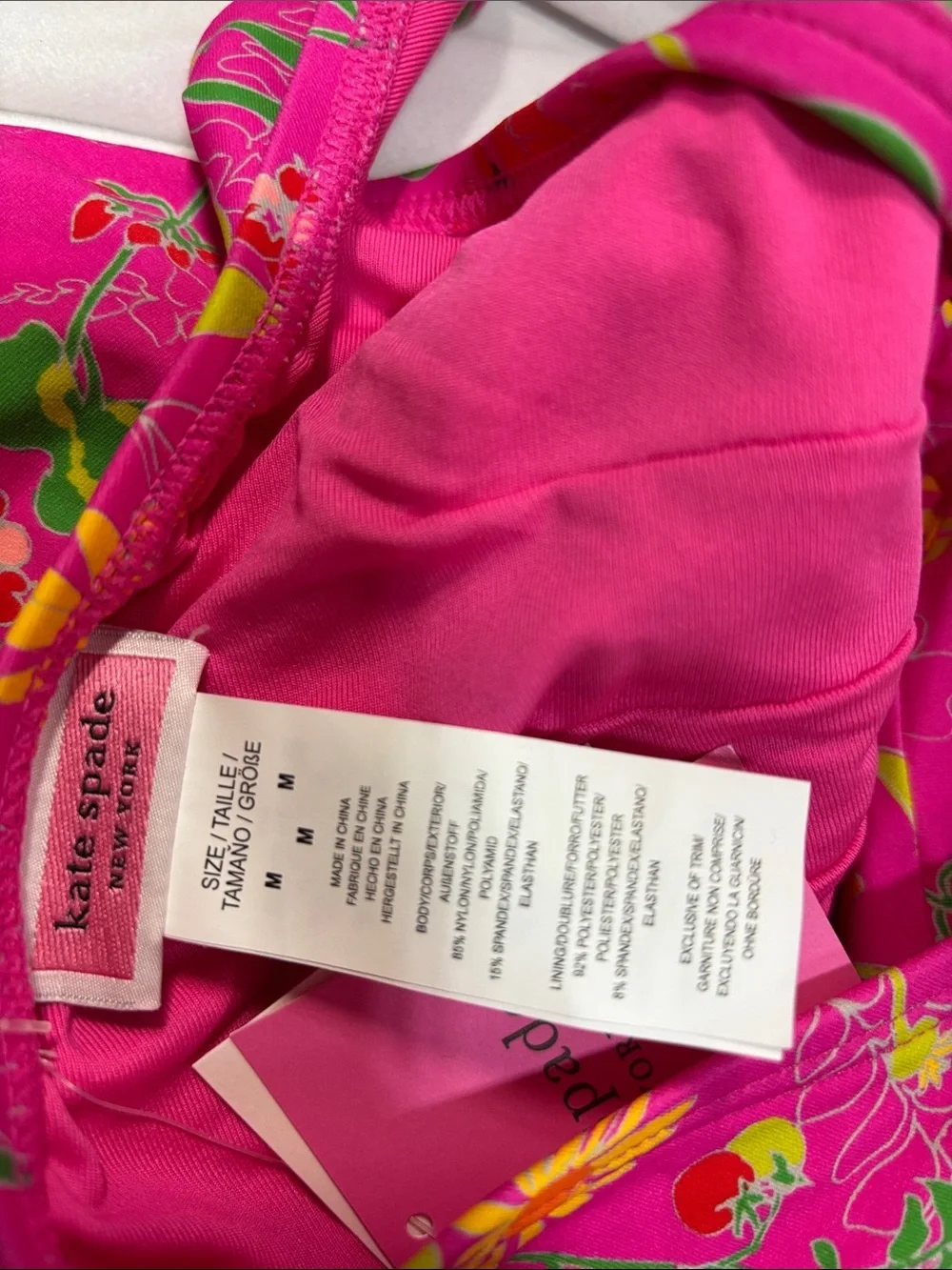 kate spade Pink flash Floral One-Piece lined flower & berries Swimsuit NWT M